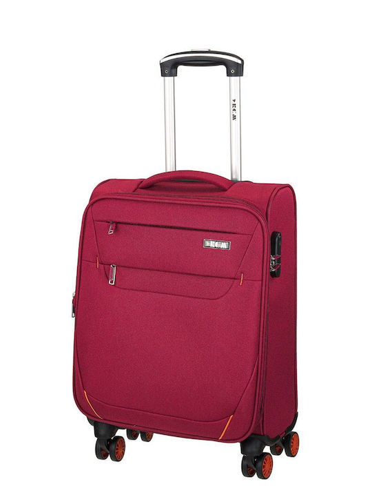 RCM Cabin Fabric Red Suitcase With 4 Wheels Height 55cm