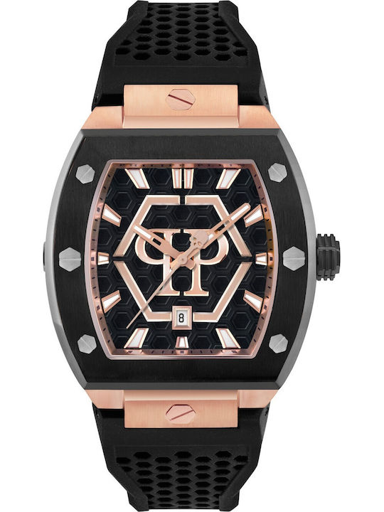 Philipp Plein Hexagon Phantom Herrenuhr 44mm Batterie mit Schwarz Metall-Armband