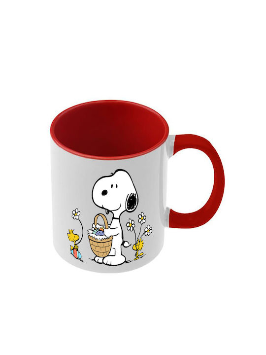 Snoopy Tasse Rote Griff Innen