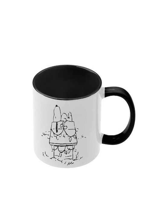 Snoopy Schwarze Tasse Mit Griff Innen