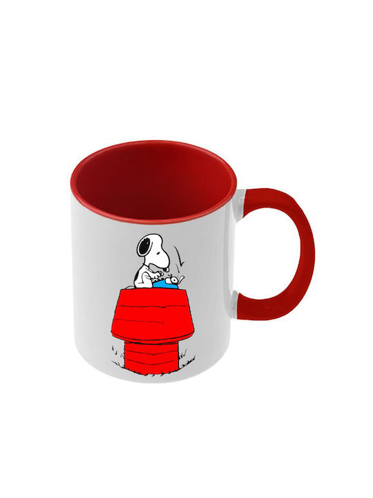 Snoopy Tasse Rote Griff Innenseite