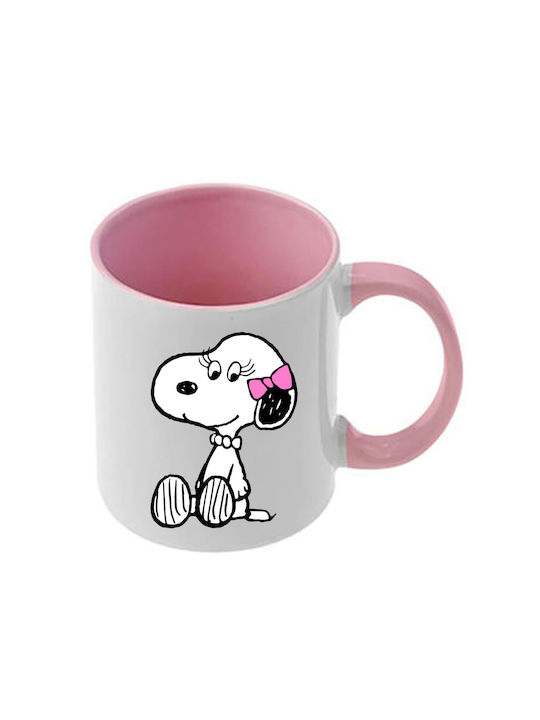 Snoopy Rosa Tasse Mit Griff Und Innerem