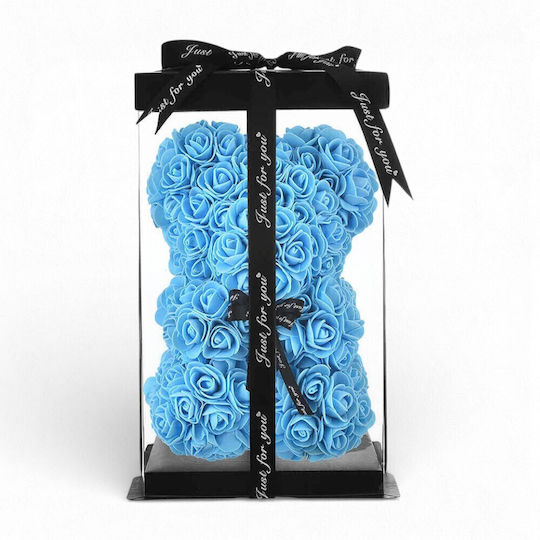 Dekoratives Teddybär Rosen Blau 18x25cm