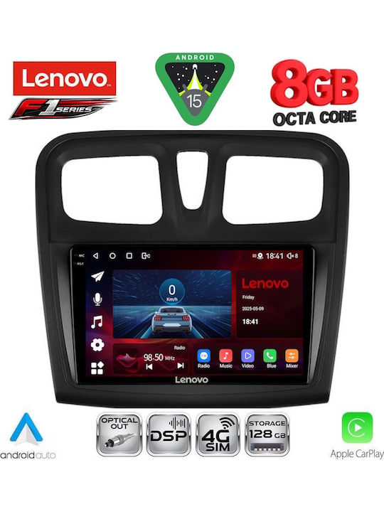 Lenovo Car Audio System for Dacia Logan / Sandero 2012-2019 (Bluetooth/USB/WiFi/GPS/Apple-Carplay/Android-Auto) with Touch Screen 9"