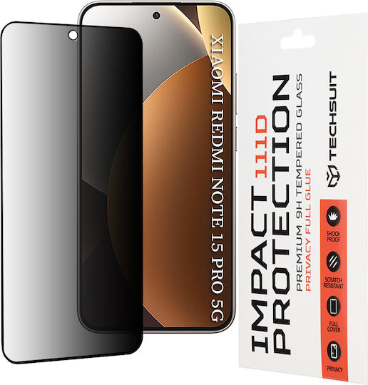 Techsuit Full Glue Privacy Full Face Tempered Glass Μαύρο (Redmi Note 15 Pro 5G)