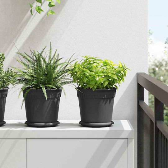 vidaXL Set of 6 Plastic Flower Pots Black 19x16cm