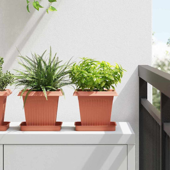 vidaXL Set 24 Blumentöpfe Kunststoff Light Terracotta