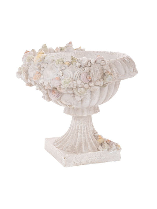 Weißer Polyresin Amfora mit Muscheln 33x32x29,5cm
