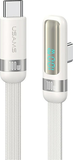 Usams USB 2.0 Cable USB-C Male - USB-C 100W PD White 1.2m
