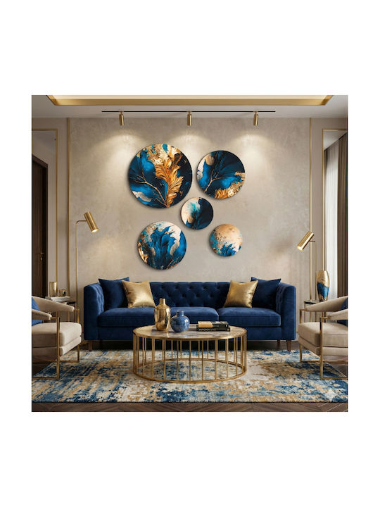 Tablouri Rotunde Decorative De Perete Albastre Pentru Living Dormitor Cameră