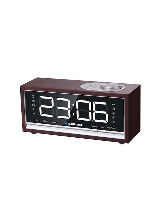 Blaupunkt Tabletop Digital Clock LED Wooden With Alarm Clock & Radio Brown CR60BT