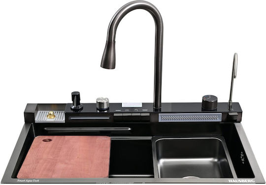 Hausberg HBC-9955NG Drop-In Inox cu Baterie 75x46cm Negru