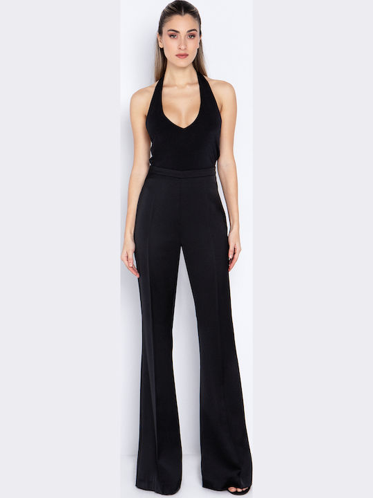Women's Fabric Trousers Flared Black