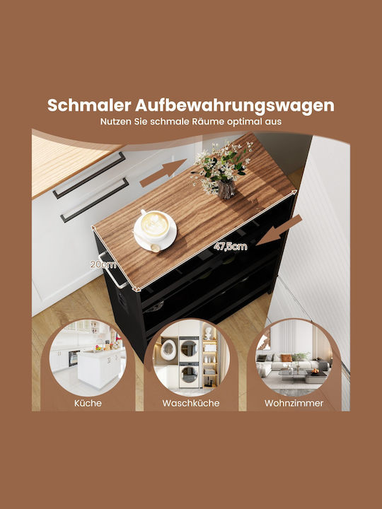 Costway Metallic Kitchen Trolley 4 Tiers Black ...