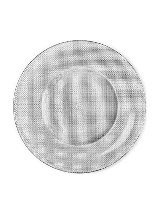 Bormioli Rocco Inca Πιάτο Ρηχό Γυάλινο Ασημί με Διάμετρο 31cm