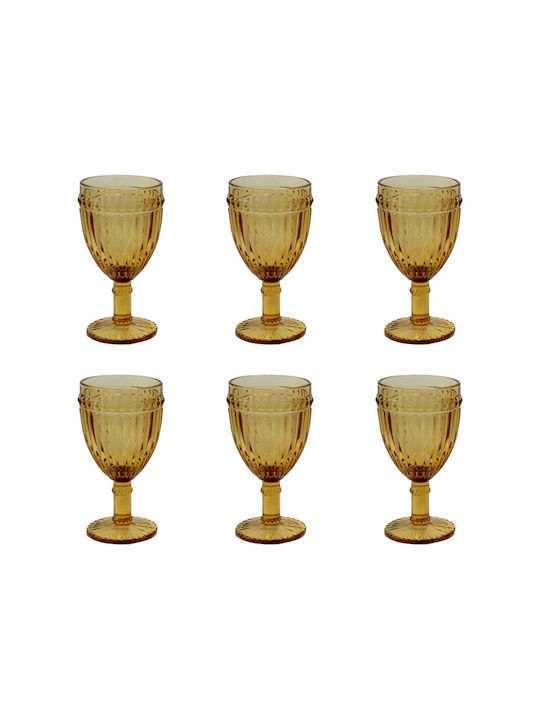 Raki Old School Set de pahare pentru Vin Alb și Roșu din Sticlă în Culoarea Galben 300ml 6buc