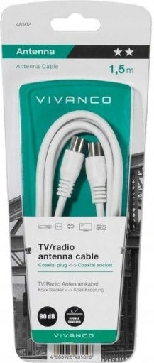 Cablu Antenă Vivanco 1.5m 90db Alb Model 48502 Wt Gn