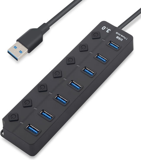 Usb Hub Hb7 3.0 High Speed 7 Port Usb 3.0 On Off Button High-speed Usb 3.0 Connection