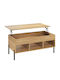 Rectangular Central Metal Coffee Table with Lifting Mechanism Natural Colour M100xW50xH45cm