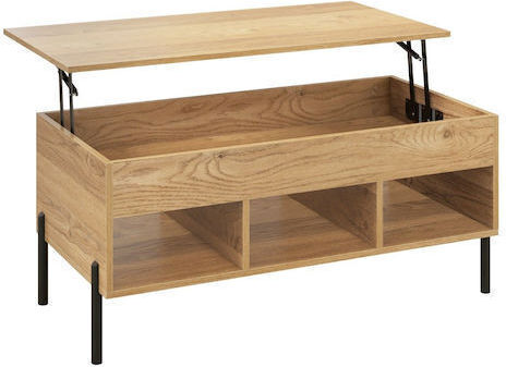 Rectangular Central Metal Coffee Table with Lifting Mechanism Natural Colour M100xW50xH45cm