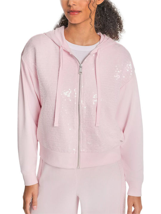 DKNY Women's Sweatshirt Jacket Hooded Pink Moon