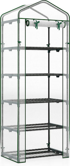 Costway GT4546WH Θερμοκήπιο με Μεταλλικό Σκελετό και Ράφια 0.69x0.48x1.9m