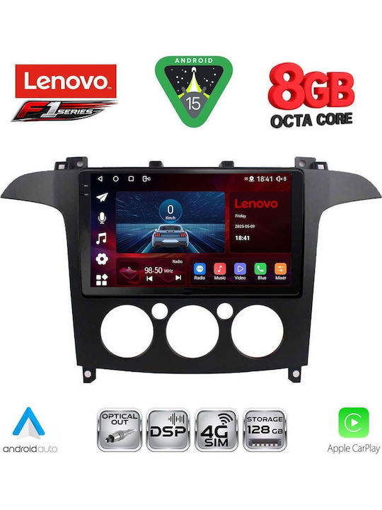 Lenovo Car Audio System for Ford S-Max 2006-2014 with A/C (Bluetooth/USB/WiFi/GPS/Apple-Carplay/Android-Auto) with Touch Screen 9"