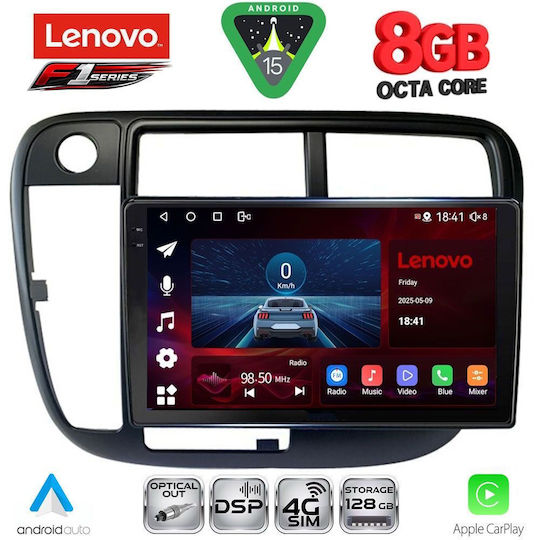 Lenovo Ηχοσύστημα Αυτοκινήτου για Honda Civic 1995-2001 με Clima (Bluetooth/USB/WiFi/GPS/Apple-Carplay/Android-Auto) με Οθόνη Αφής 9"