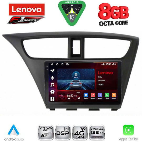 Lenovo Ηχοσύστημα Αυτοκινήτου για Honda Civic 2012-2016 (Bluetooth/USB/WiFi/GPS/Apple-Carplay/Android-Auto) με Οθόνη Αφής 9"