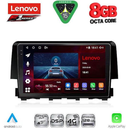 Lenovo Car Audio System for Honda Civic 2016-2021 (Bluetooth/USB/WiFi/GPS/Apple-Carplay/Android-Auto) with Touch Screen 9"