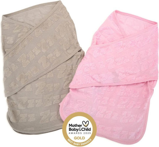 Babybliss Baby Sleeping Bag Swaddle Blanket Blisssnug Pink Grey Set of 2