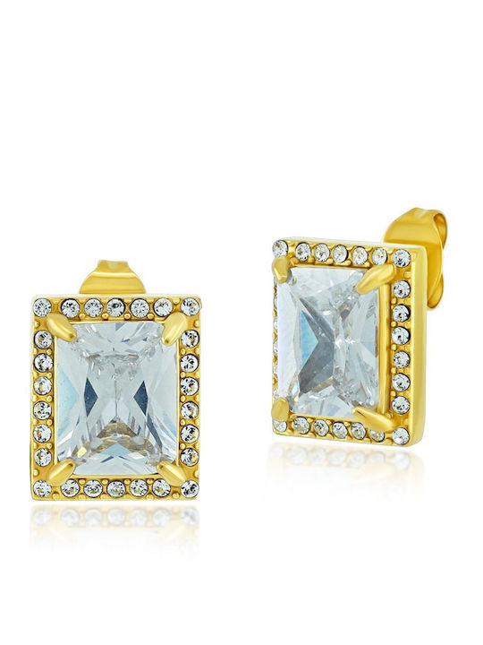 Bijou Box Earrings made of Steel Gold Plated with Stones