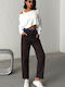 Ψηλόμεσο Γυναικείο Jean Παντελόνι σε Boyfriend Εφαρμογή Brown