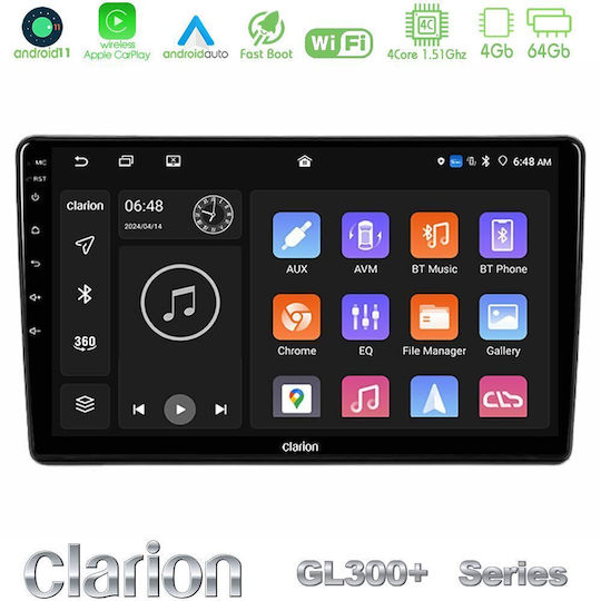 Clarion Ηχοσύστημα Αυτοκινήτου για Peugeot Partner / Partner Tepee Citroen Berlingo 2008-2018 (Bluetooth/USB/AUX/WiFi/GPS/Apple-Carplay/Android-Auto) με Οθόνη Αφής 9"
