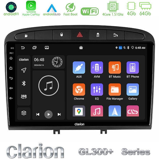 Clarion Auto-Audiosystem für Peugeot 308 / RCZ 2009-2015 Bluetooth USB AUX Eingebautes Wi-Fi GPS Apple CarPlay Android Auto mit 9 Zoll Touchscreen