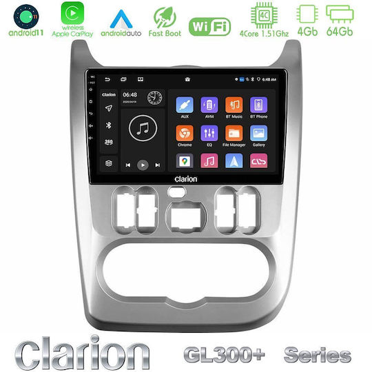Clarion Автомобилна Аудио Система За Renault Logan Dacia Duster Sandero Logan 2009-2012 Bluetooth USB AUX WiFi GPS Apple CarPlay Android Auto С Touch Screen 9"
