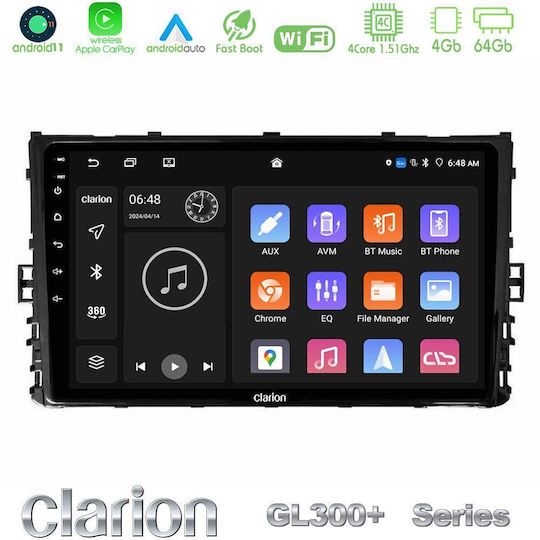Clarion Ηχοσύστημα Αυτοκινήτου για Volkswagen Polo / Tiguan / Golf / T-Roc / T-Cross 2017+ (Bluetooth/USB/AUX/WiFi/GPS/Apple-Carplay/Android-Auto) με Οθόνη Αφής 9"