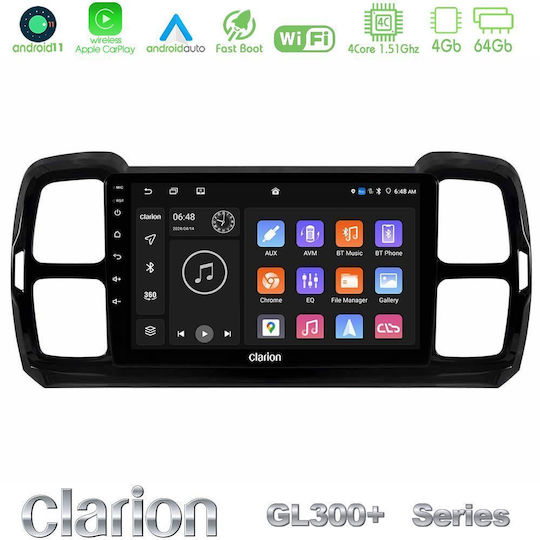Clarion Car Audio System for Citroen DS5 2017-2021 (Bluetooth/USB/AUX/WiFi/GPS/Apple-Carplay/Android-Auto) with Touch Screen 9"