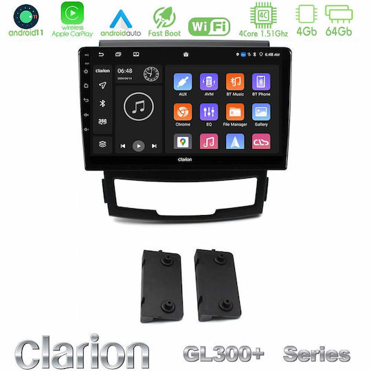 Clarion Auto-Audiosystem für Ssangyong Korando 2010-2014 (Bluetooth/USB/AUX/WiFi/GPS/Apple-Carplay/Android-Auto) mit Touchscreen 9"