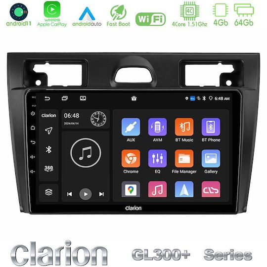 Clarion Auto-Audiosystem für Ford Fiesta / Fusion 2006-2008 Bluetooth USB AUX Eingebautes Wi-Fi GPS Apple CarPlay Android Auto mit 9 Zoll Touchscreen