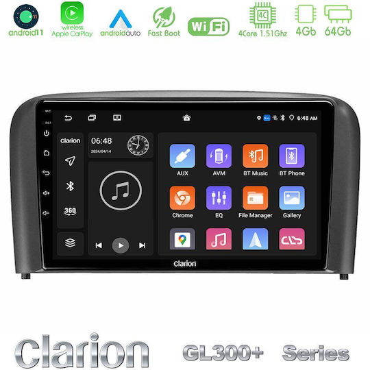 Clarion Car Audio System for Volvo S80 1998-2006 (Bluetooth/USB/AUX/WiFi/GPS/Apple-Carplay/Android-Auto) with Touch Screen 9"