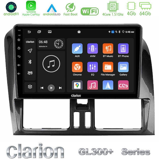 Clarion Car Audio System for Volvo XC 60 2009-2012 (Bluetooth/USB/AUX/WiFi/GPS/Apple-Carplay/Android-Auto) with Touch Screen 9"