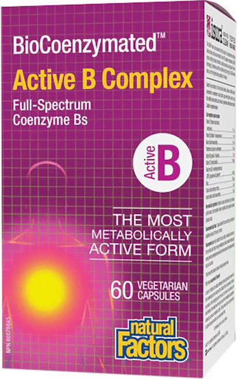 Natural Factors BioCoenzymated Active B-Complex Vitamin for Energy, Immune System Boost & the Nervous System 60 veg. caps