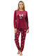 Lovelx Homewear Winter Women's Pyjama Set Burgundy