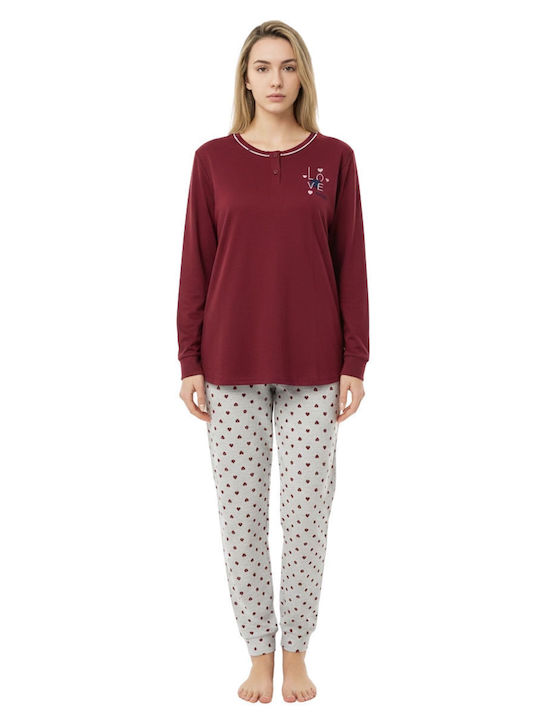 Lovelx Homewear Winter Women's Pyjama Set Burgundy