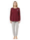 Lovelx Homewear Winter Women's Pyjama Set Burgundy