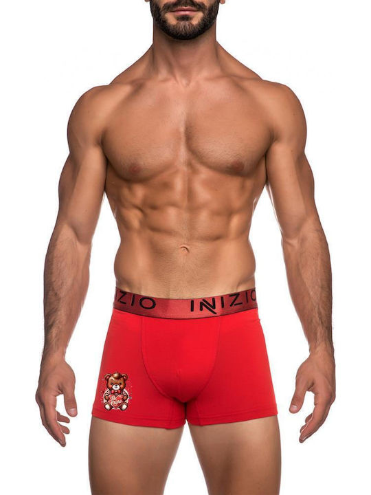 Inizio Men's Boxer Red with Patterns