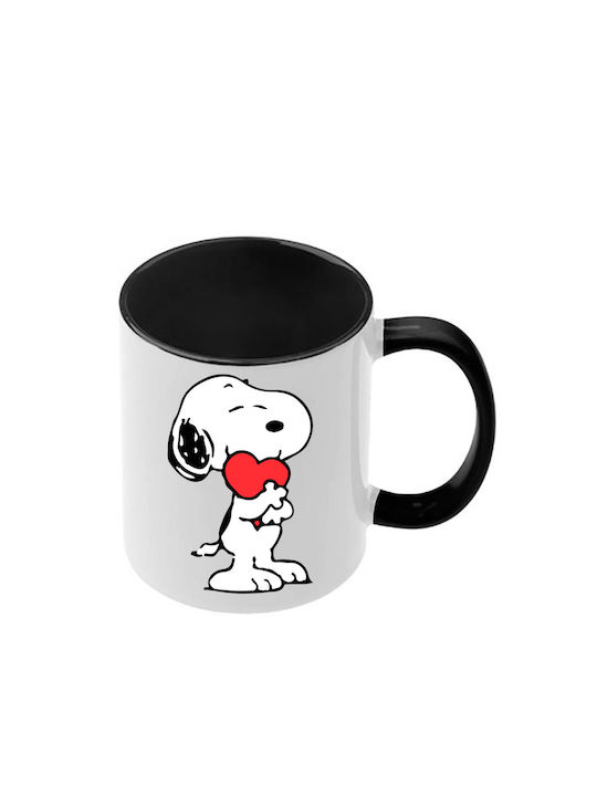 Snoopy Schwarze Tasse Mit Griff Innen