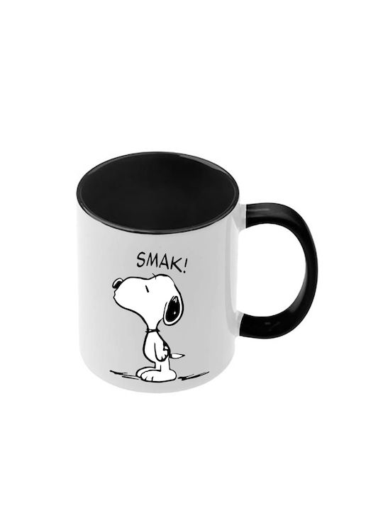 Snoopy Schwarze Tasse Mit Griff Innen