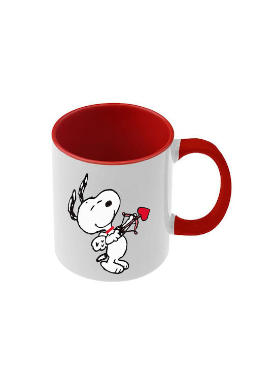 Snoopy Tasse Rote Griff Innenseite